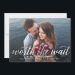 Eenvoudig Romantic Worth the Wait Save the Date Ka Bedankkaart<br><div class="desc">Moderne en stijlvolle sla de datumkaart op. Ontworpen door ©Berry Berry Sweet . Afdrukbare digitale bestanden zijn beschikbaar! Bezoek onze website op www.berryberrysweet.com voor meer informatie!</div>