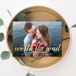 Eenvoudig Romantic Worth the Wait Save the Date Ka Bedankkaart<br><div class="desc">Moderne en stijlvolle sla de datumkaart op. Ontworpen door ©Berry Berry Sweet . Afdrukbare digitale bestanden zijn beschikbaar! Bezoek onze website op www.berryberrysweet.com voor meer informatie!</div>