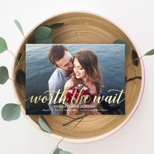 Eenvoudig Romantic Worth the Wait Save the Date Ka Bedankkaart