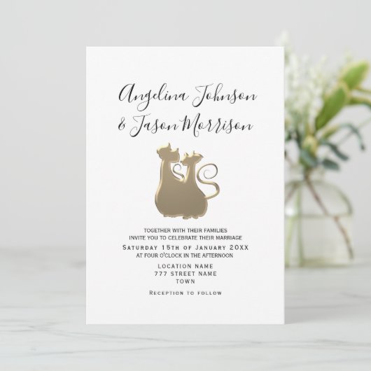 Eenvoudig Romantisch huwelijk Kaart (Staand voorkant)