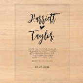 Eenvoudig Romantisch Liefdevol Hart Script Bruilof Acryl Uitnodigingen (Voorkant)