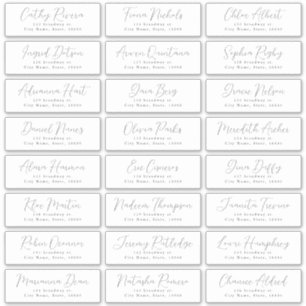 Eenvoudig romantisch script bruiloft gast adres la sticker