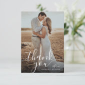 Eenvoudig Romantisch script foto-bruiloft Bedankkaart (Staand voorkant)