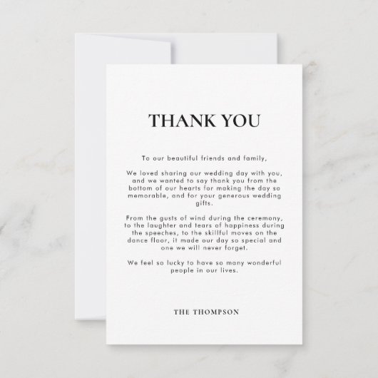 Eenvoudig Romantisch script foto-bruiloft Bedankkaart (Achterkant)