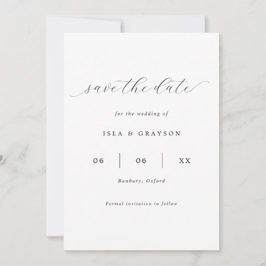 Eenvoudig Romantisch script foto-bruiloft Save The Date (Voorkant)