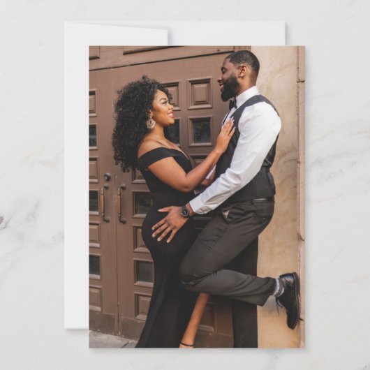 Eenvoudig Romantisch script foto-bruiloft Save The Date (Achterkant)