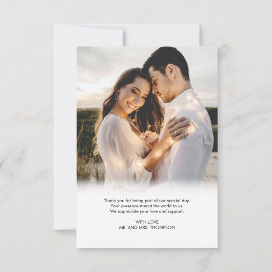 Eenvoudig romantisch script hart foto bericht brui bedankkaart (Achterkant)