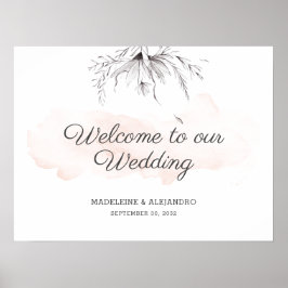 Eenvoudig romantisch welkomstbord voor de bloemetj poster