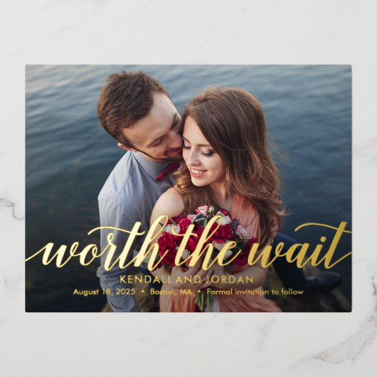 Eenvoudig Romantische Folie sparen het Briefkaart  (Voorkant)