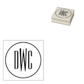 Eenvoudig Rond Frame 3 Initiaal Letter Monogram #8 Rubberstempel (Gestempeld)