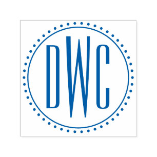 Eenvoudig Rond Frame 3 Initiaal Letter Monogram #8 Zelfinktende Stempel