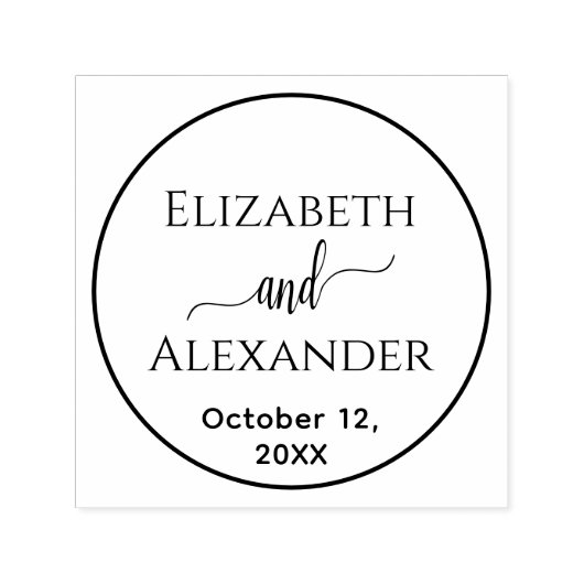 Eenvoudig Rond Frame Bruid Bruidegom Namen Datum T Zelfinktende Stempel (Design)