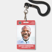 Eenvoudig Rond Logo Personeelsfoto Naam Barcode Badge (Voorzijde met lanyard)