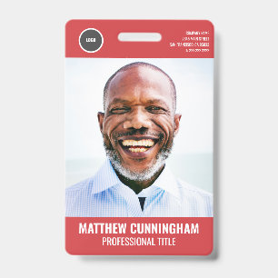Eenvoudig Rond Logo Personeelsfoto Naam Barcode Badge