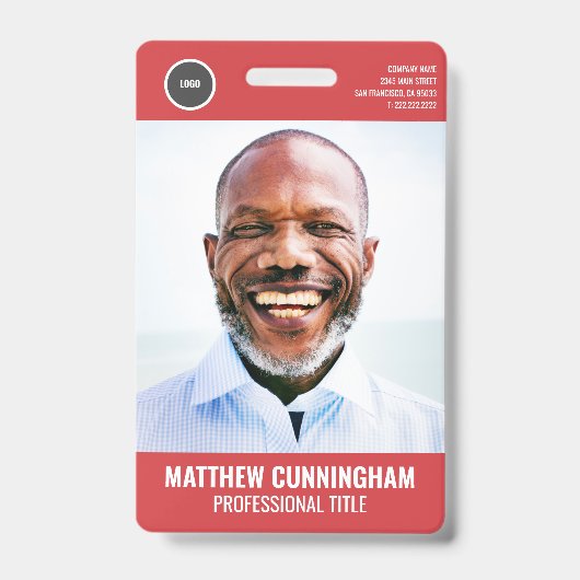 Eenvoudig Rond Logo Personeelsfoto Naam Barcode Badge (Voorzijde)