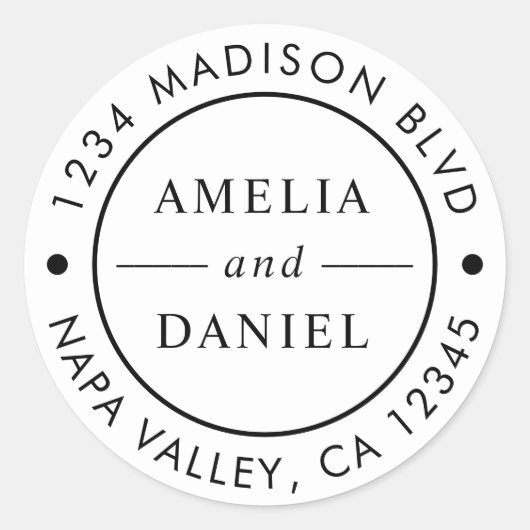 Eenvoudig Rond Terugkeeradres Ronde Sticker (Voorkant)