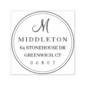 Eenvoudig rondramatisch monogram retouradres  zelfinktende stempel (Design)