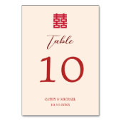Eenvoudig rood beige Chinese bruiloft Tafelnummer (Achterkant)