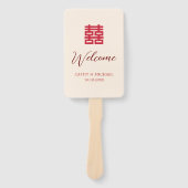Eenvoudig rood beige modern Chinees huwelijksprogr Handwaaier (Voorkant)