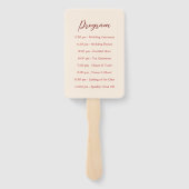 Eenvoudig rood beige modern Chinees huwelijksprogr Handwaaier (Achterkant)