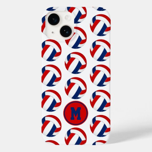 Eenvoudig rood blauw volleyballen patroon monogram Case-Mate iPhone case (Achterkant)
