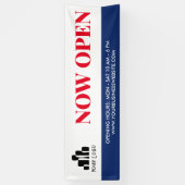 Eenvoudig Rood Blauw Wit Uw Logo nu open Spandoek (Verticaal)