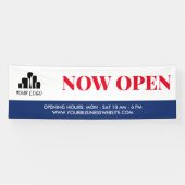 Eenvoudig Rood Blauw Wit Uw Logo nu open Spandoek (Horizontaal)