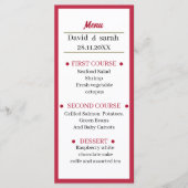 Eenvoudig rood bruiloft diner menu (Voorkant)