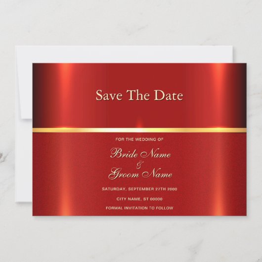 Eenvoudig rood De datum opslaan Save The Date (Voorkant)