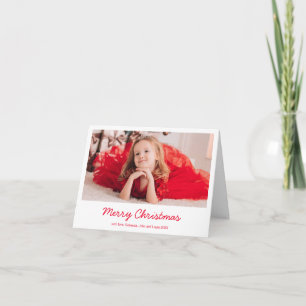 Eenvoudig Rood Elegant Foto Modern Kerstmis Feestdagen Kaart