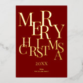 Eenvoudig rood Elegant Minimalistisch Vrolijk Kers Folie Feestdagenkaart (Voorkant)