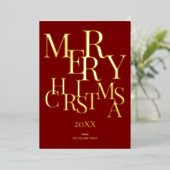 Eenvoudig rood Elegant Minimalistisch Vrolijk Kers Folie Feestdagenkaart (Staand Voorkant)