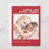 Eenvoudig rood en geplakt sturen van wat knuffels feestdagenkaart (Voorkant)