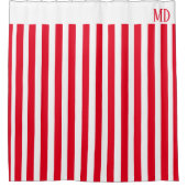 Eenvoudig rood en wit gestreept Initiaal kerst Douchegordijn (Voorkant)