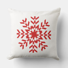 Eenvoudig rood en wit Snowflake-ontwerp Buitenkussen