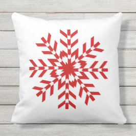Eenvoudig rood en wit Snowflake-ontwerp Buitenkussen