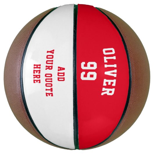 Eenvoudig Rood- en Witte-naamnummer Basketbal (Verticaal)