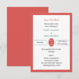 Eenvoudig rood gepersonaliseerd save the date