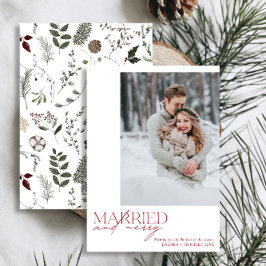 Eenvoudig Rood Getrouwd en Vrolijk Passen getrouwd Feestdagenkaart