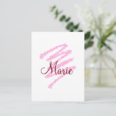 Eenvoudig rood glitter spartelaar: naam monogram m briefkaart (Staand voorkant)