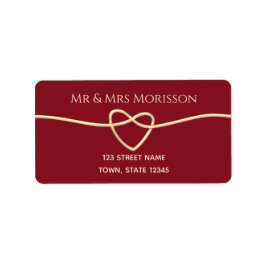 Eenvoudig Rood Gold Rope Heart Weduwadres Etiket