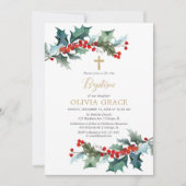 Eenvoudig rood goud groen kerstdoop kaart (Voorkant)