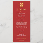Eenvoudig rood goud moderne Chinese bruiloft Menu (Voorkant)