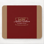 Eenvoudig rood goud monogram muismat (Voorkant)