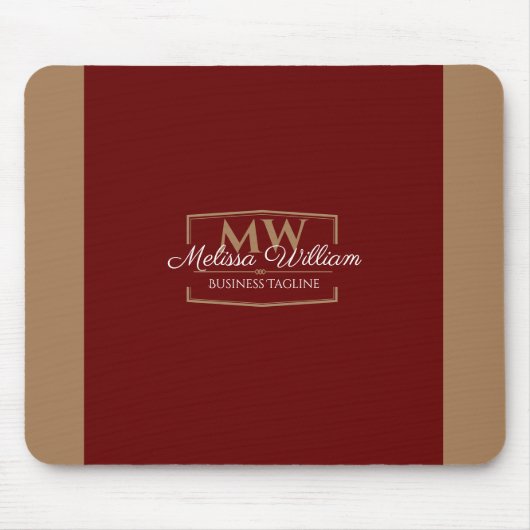 Eenvoudig rood goud monogram muismat (Voorkant)