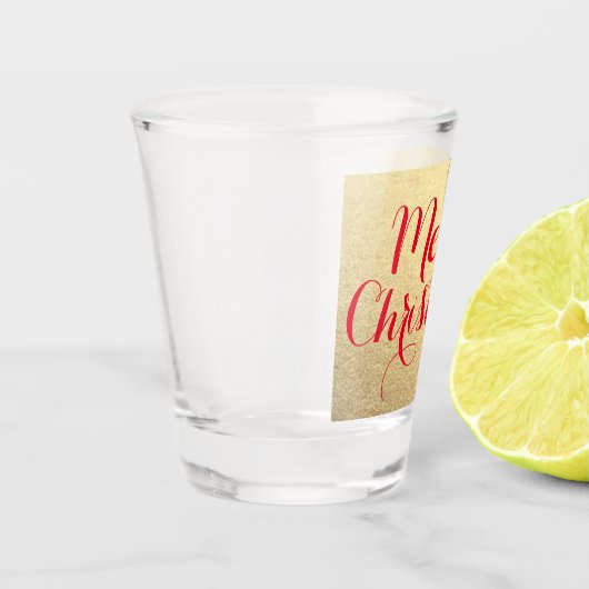 Eenvoudig rood gouden cadeau voor prettige kerstda shot glas (Links)