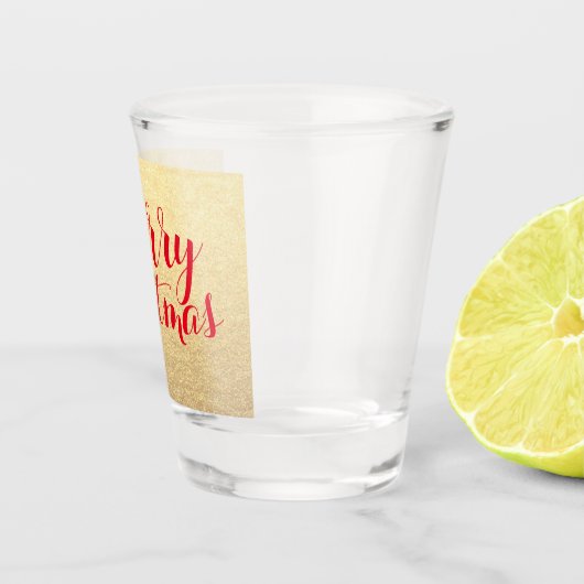 Eenvoudig rood gouden cadeau voor prettige kerstda shot glas (Rechts)