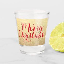 Eenvoudig rood gouden cadeau voor prettige kerstda shot glas