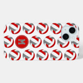 Eenvoudig rood grijs volleyballen patroon monogram Case-Mate iPhone case (Achterkant (horizontaal))