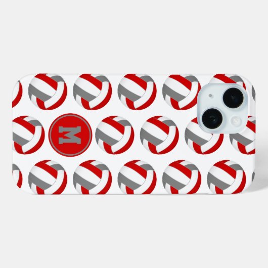 Eenvoudig rood grijs volleyballen patroon monogram Case-Mate iPhone case (Achterkant (horizontaal))